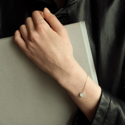 Браслет на цепочке «Мемфис», желтое золото 18 карат, бриллианты, 8 мм