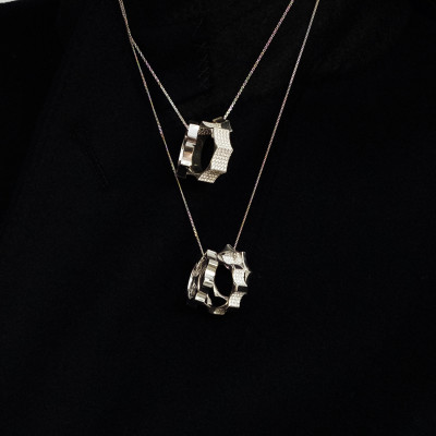 Кольцо Parthenon, белое золото 18 карат, бриллианты, 8 мм 