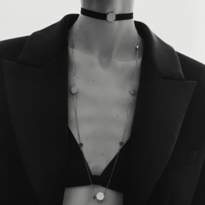 Ожерелье Parthenon, белое золото 18 карат, бриллианты, 80 см