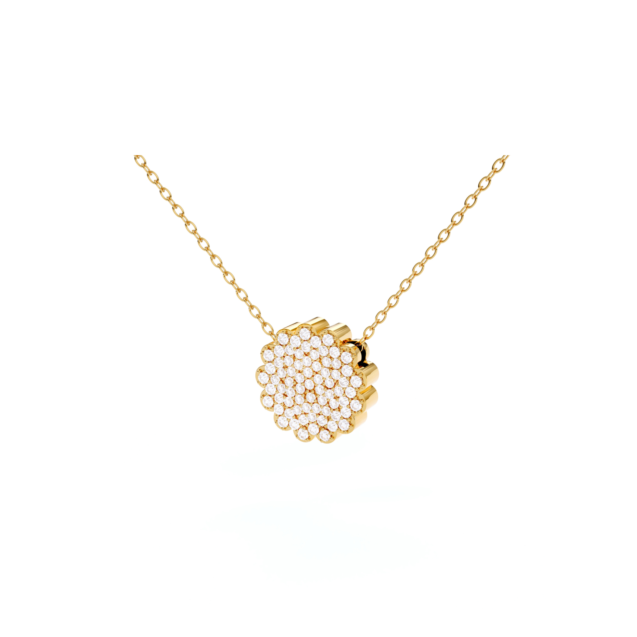 Memphis Medium Pendant, 18K Yellow Gold, Diamonds, 12mm