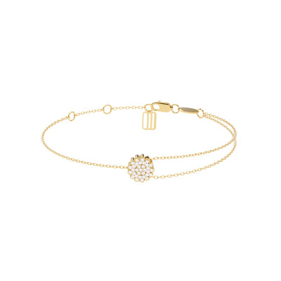 Браслет на цепочке «Мемфис», желтое золото 18 карат, бриллианты, 8 мм