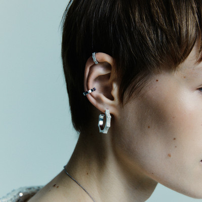 Кафф Parthenon, белое золото 18 карат, бриллианты, 3 мм (размеры S,M,L)