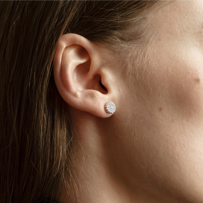 Пусеты «Мемфис», желтое золото 18 карат, бриллианты, 8 мм