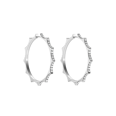 Серьги Parthenon, белое золото 18 карат, бриллианты, 2 мм, размер Large