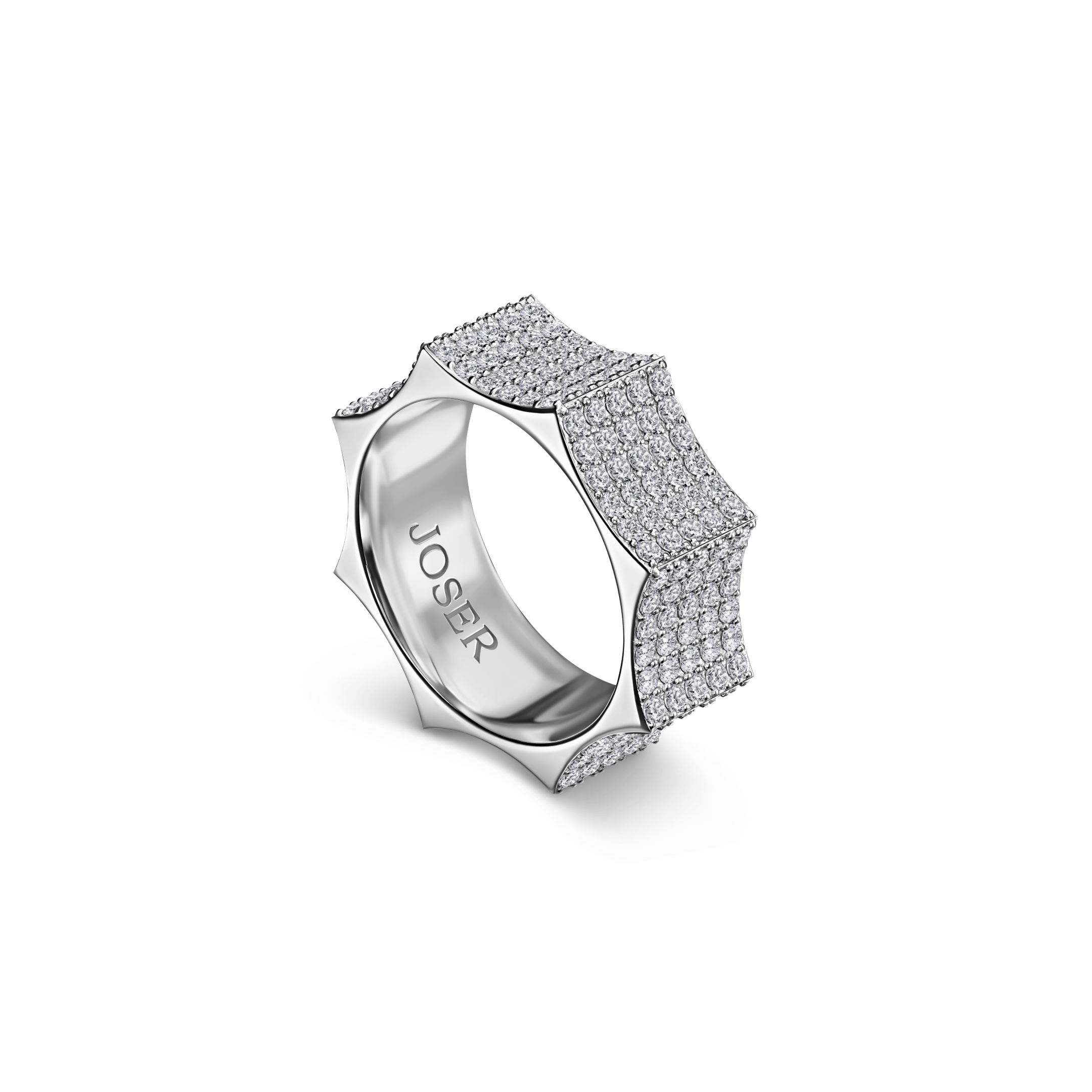 Parthenon ring, 18K white gold, diamonds, 8 mm